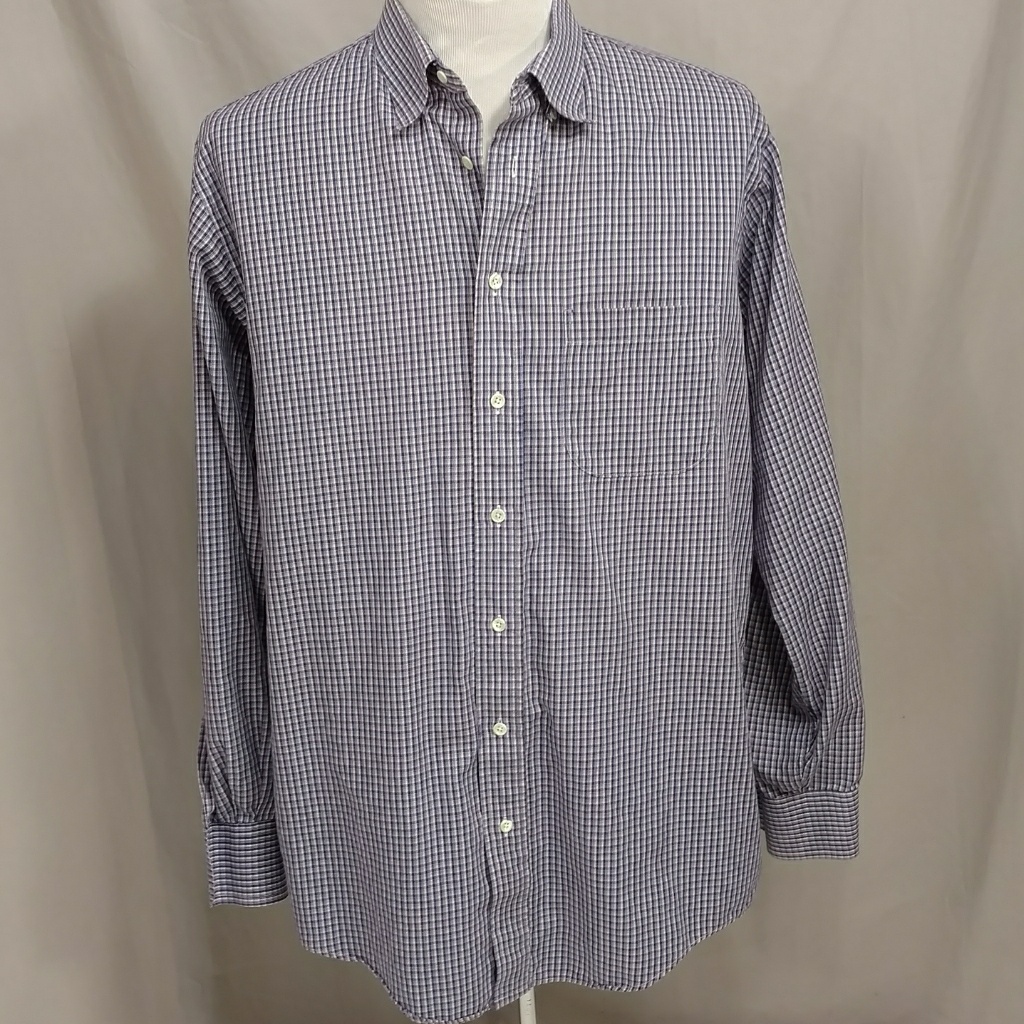 Burberry Men's Cotton Mini Plaid Shirt 16.5 35 Usa
